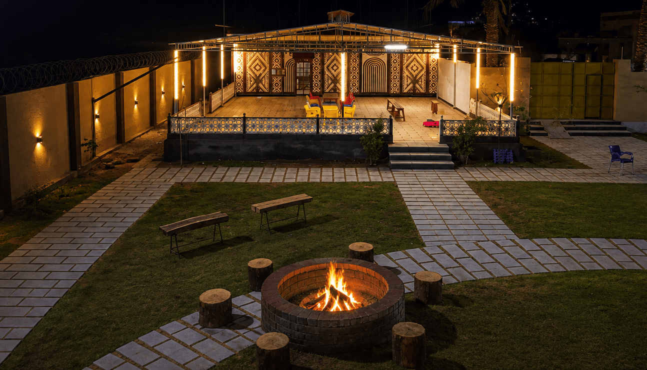 Farmhouse bonfire area